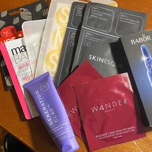 A variety of masks and skincare